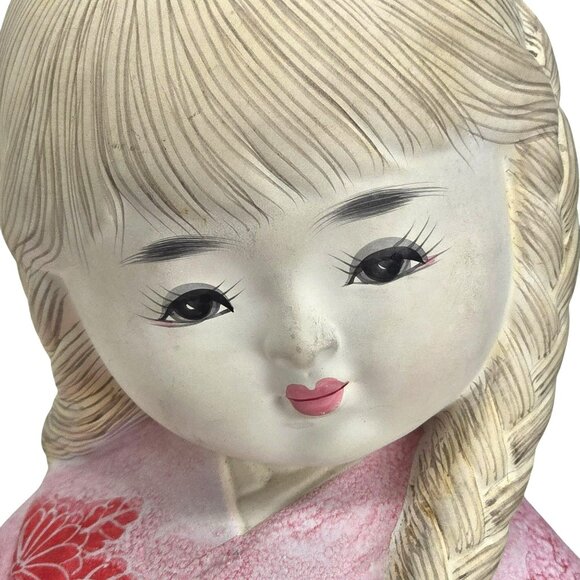 Ceramic Japanese Girl Figurine In Pink Kimono Floral Design Kneeling Pose JE369 - Picture 13 of 16